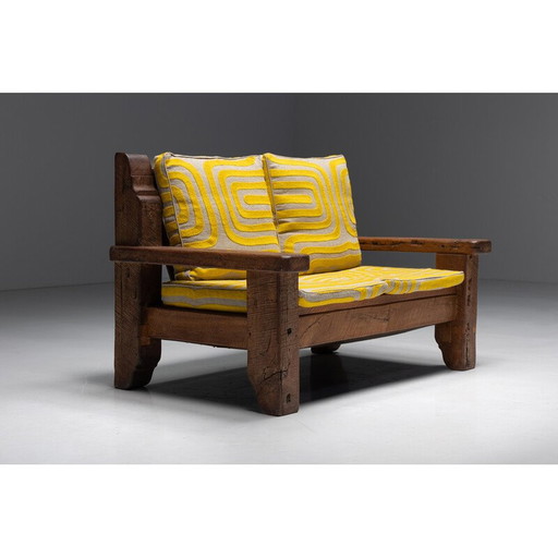 Vintage Brutalist Naive Zweisitzer-Sofa, Frankreich 1950er Jahre