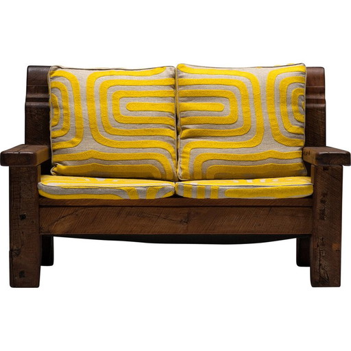 Vintage Brutalist Naive Zweisitzer-Sofa, Frankreich 1950er Jahre