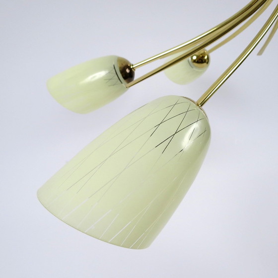 Image 1 of Kronleuchter aus Messing und Glas, 1950er Jahre