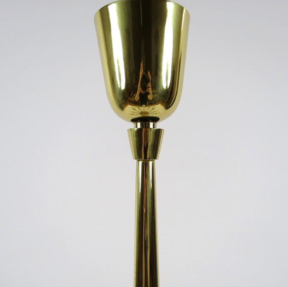 Image 1 of Kronleuchter aus Messing und Glas, 1950er Jahre