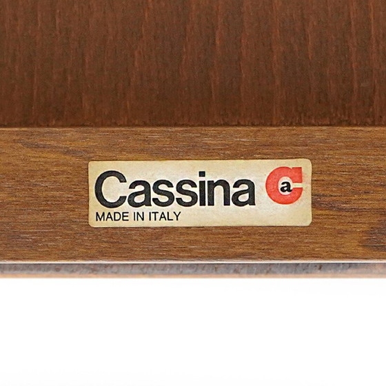 Image 1 of 6 Stühle Modell 122 aus Walnussholz und braunem Leder von Vico Magistretti für Cassina, 1960