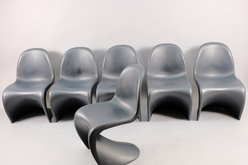 Mid-Century Esszimmerstühle Panton Chair von Verner Panton für Vitra, 6er Set 