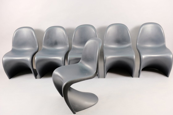 Image 1 of Mid-Century Esszimmerstühle Panton Chair von Verner Panton für Vitra, 6er Set 