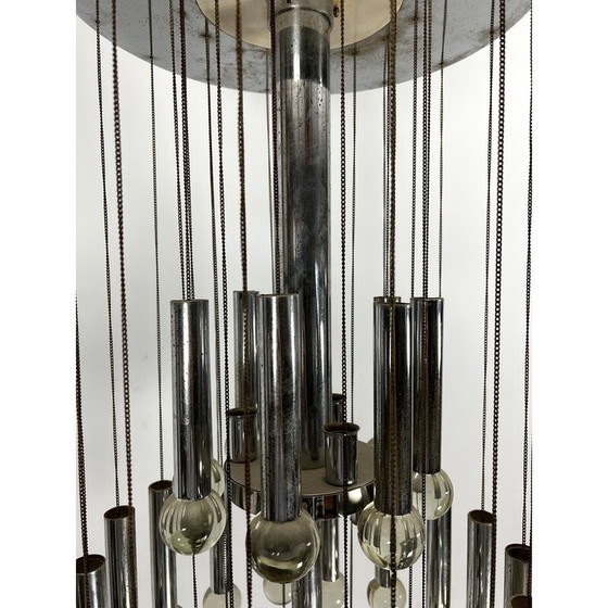 Image 1 of Vintage-Kronleuchter aus Glas und Chrom von Sciolari, Italien 1960