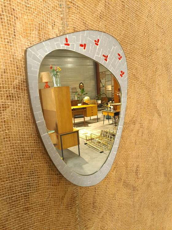 Image 1 of Mosaik-Spiegel mit Messingeinfassung Vintage