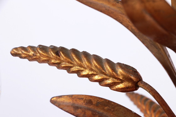 Image 1 of Vergoldete Tischleuchte 'Weizengarbe', Florentiner Tischleuchte von Hans Kögl, 1960er Jahre