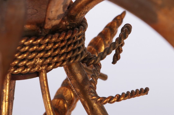 Image 1 of Vergoldete Tischleuchte 'Weizengarbe', Florentiner Tischleuchte von Hans Kögl, 1960er Jahre