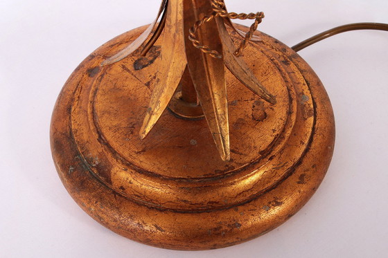 Image 1 of Vergoldete Tischleuchte 'Weizengarbe', Florentiner Tischleuchte von Hans Kögl, 1960er Jahre