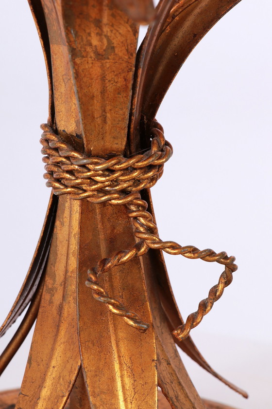 Image 1 of Vergoldete Tischleuchte 'Weizengarbe', Florentiner Tischleuchte von Hans Kögl, 1960er Jahre