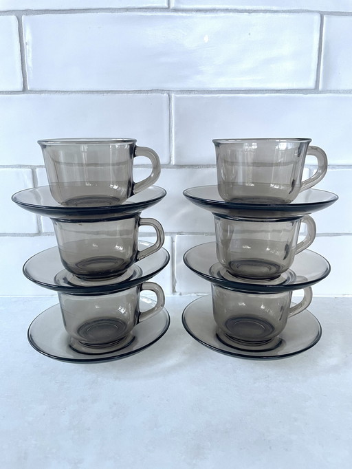 Vintage Arcoroc Tasse und Untertasse 6 Stück