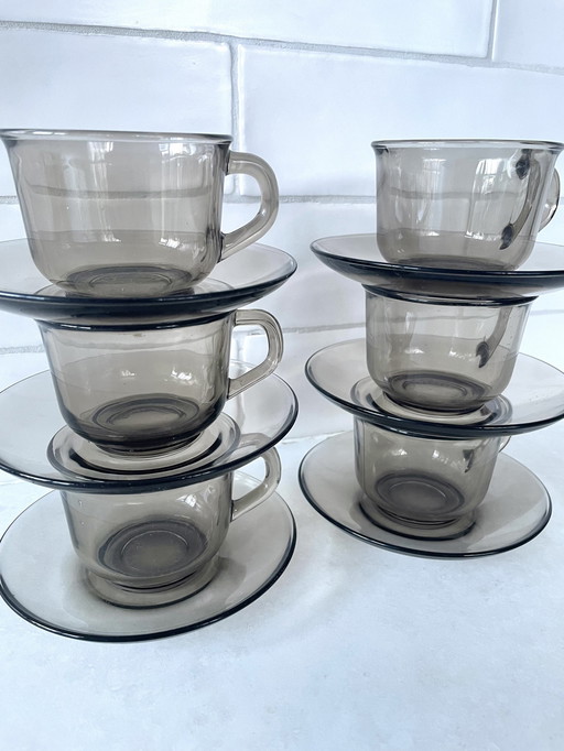 Vintage Arcoroc Tasse und Untertasse 6 Stück