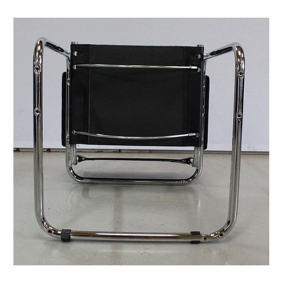 Image 1 of Vintage-Sessel aus schwarzem Leder und verchromtem Metall von Matteo Grassi, 1970er Jahre