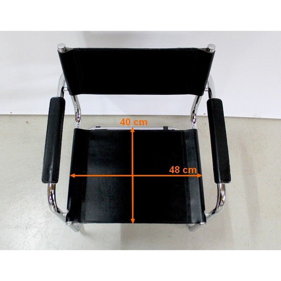 Image 1 of Vintage-Sessel aus schwarzem Leder und verchromtem Metall von Matteo Grassi, 1970er Jahre