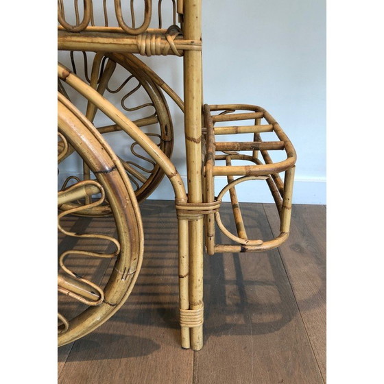 Image 1 of Vintage Rattanwagen von Audoux Minet, Frankreich 1970er