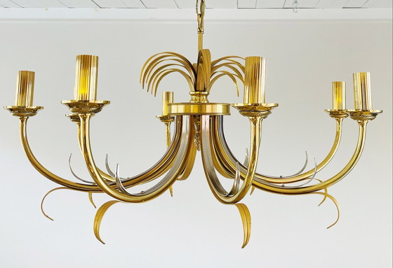 Image 1 of Ananas-Kronleuchter aus Messing und Chrom, 1970er Jahre