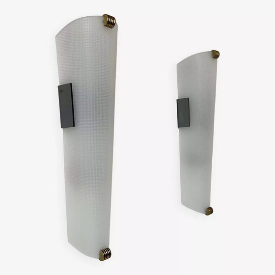 Image 1 of 2X Vintage Messing Und Perspex Wandleuchte, Frankreich 1960