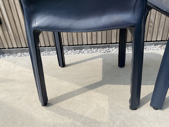 Image 1 of 2x Cassina Cab Chair von Mario Bellini in blauem Leder