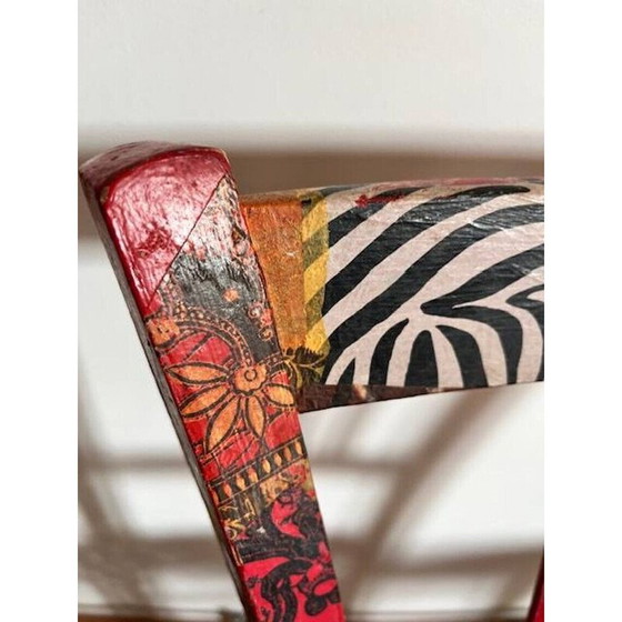 Image 1 of Satz von 4 uneinheitlichen Holzstühlen im Vintage-Stil