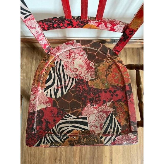 Image 1 of Satz von 4 uneinheitlichen Holzstühlen im Vintage-Stil