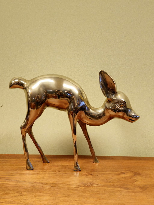Große Vintage Messing Bambi Hirsch Statue