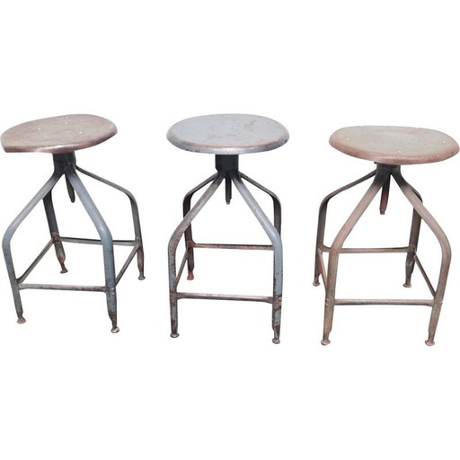 Vintage Flambo Architekt Hocker Metall