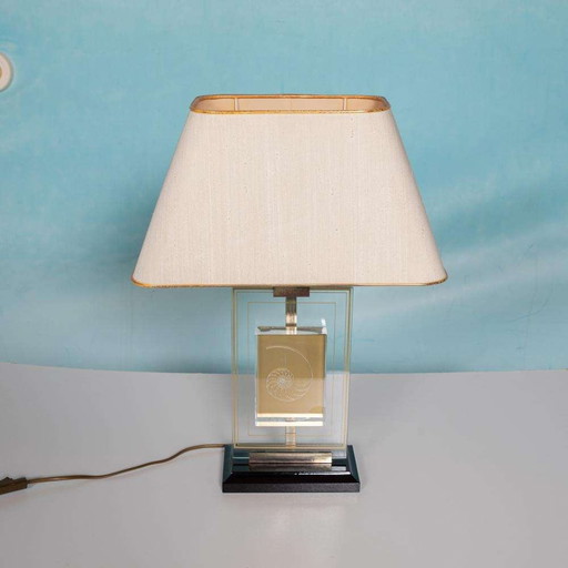 Vintage Giraudon Nautilus Tischlampe 70er Jahre, Hotel chic Lampe