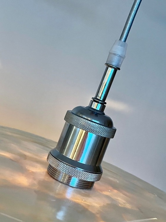 Image 1 of Capiz Pendelleuchte Chrom Details Perle Lampe