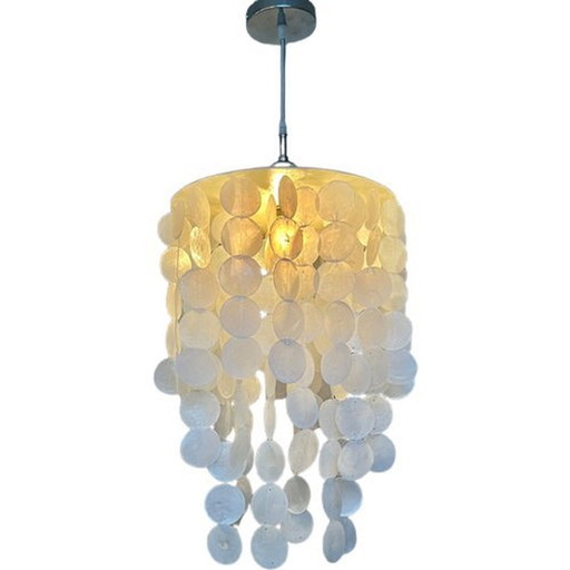 Capiz Pendelleuchte Chrom Details Perle Lampe