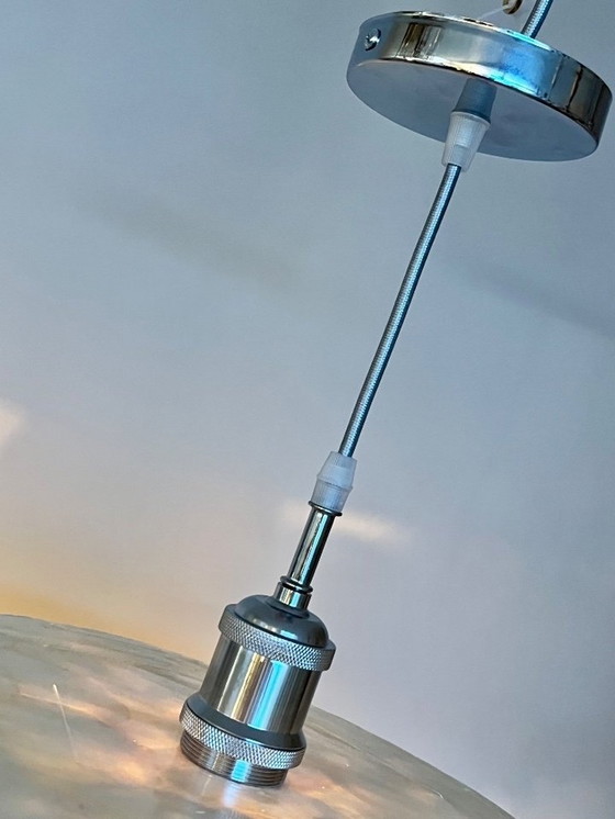 Image 1 of Capiz Pendelleuchte Chrom Details Perle Lampe