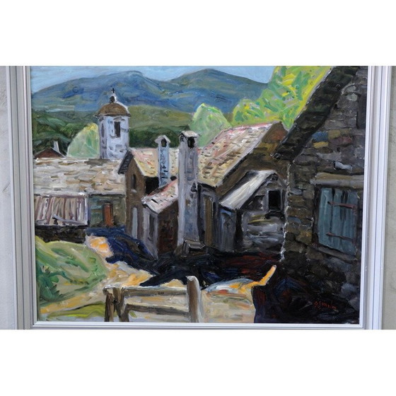 Image 1 of Skandinavische Vintage große Landschaft Ölgemälde auf Tafel von Gunnar S. Malm, Schweden 1960