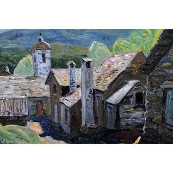 Image 1 of Skandinavische Vintage große Landschaft Ölgemälde auf Tafel von Gunnar S. Malm, Schweden 1960