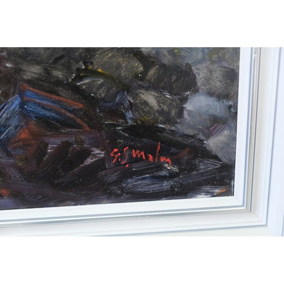 Image 1 of Skandinavische Vintage große Landschaft Ölgemälde auf Tafel von Gunnar S. Malm, Schweden 1960