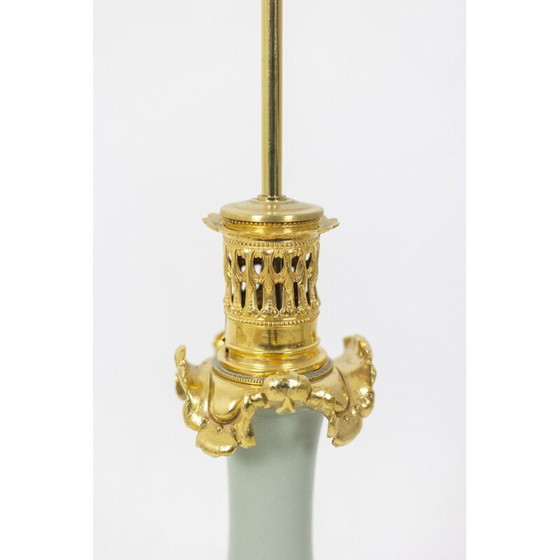 Image 1 of Paar alte Lampen aus Celadon-Porzellan und Bronze, 1880