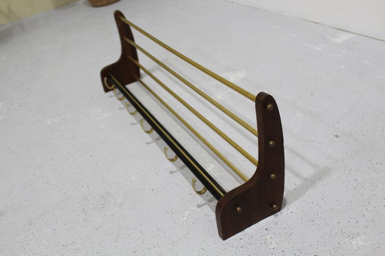 Image 1 of Vintage Garderobe, Garderobe - Holz, Messing, 60er Jahre 