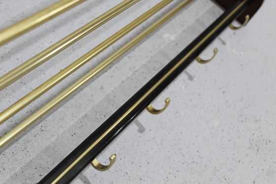 Image 1 of Vintage Garderobe, Garderobe - Holz, Messing, 60er Jahre 