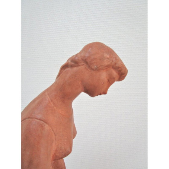 Image 1 of Frau und Kind aus Vintage-Gips mit Terrakotta-Patina, 1960