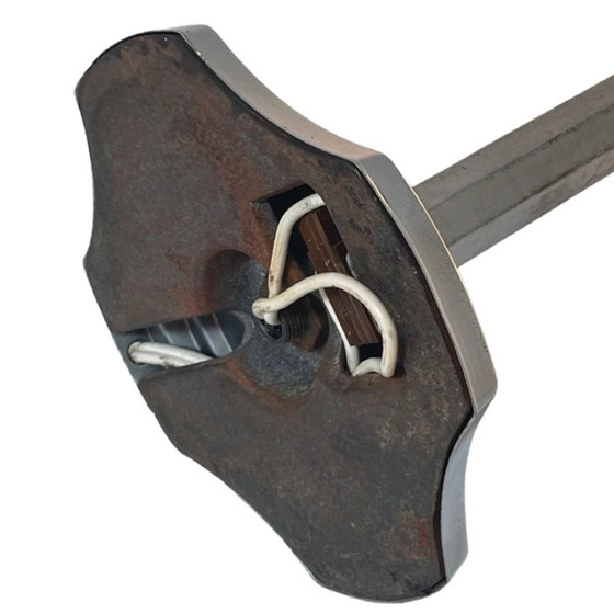 Image 1 of Kunst Deco – Tischlampe – Kelchförmiges, mehrfarbiges Glas – Silber Sockel mit Netzschalter