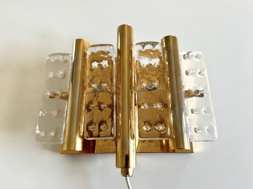 Hans Agne Jacobsson Orrefors Style Glamorous Vintage, Schwedische Kristall Wandlampe, Skandinavisch Modern 70S