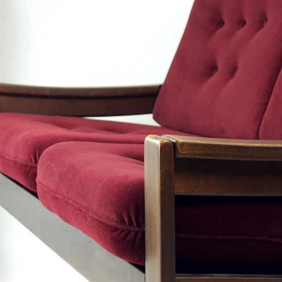 Image 1 of Vintage 2-Sitzer Sofa in Samt von Hikor Pisek, Tschechoslowakei 1980er