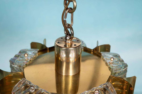 Image 1 of Dänische Design-Hängeleuchte Perlglas & Messing