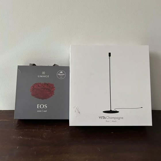 Image 1 of Designer Stehlampe Umage EOS Mini Rot / Champagne Floor Schwarz