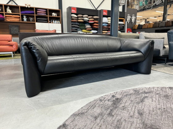 Image 1 of Wie neu Leolux Mink 3-Sitzer Sofa schwarzes Leder