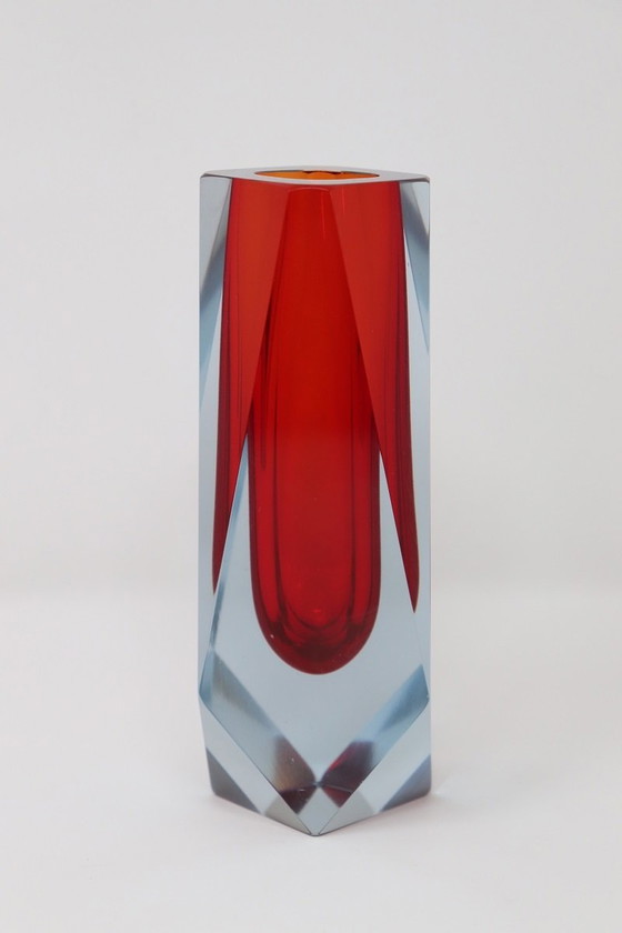 Image 1 of Rote Vase aus Muranoglas, 1960er Jahre