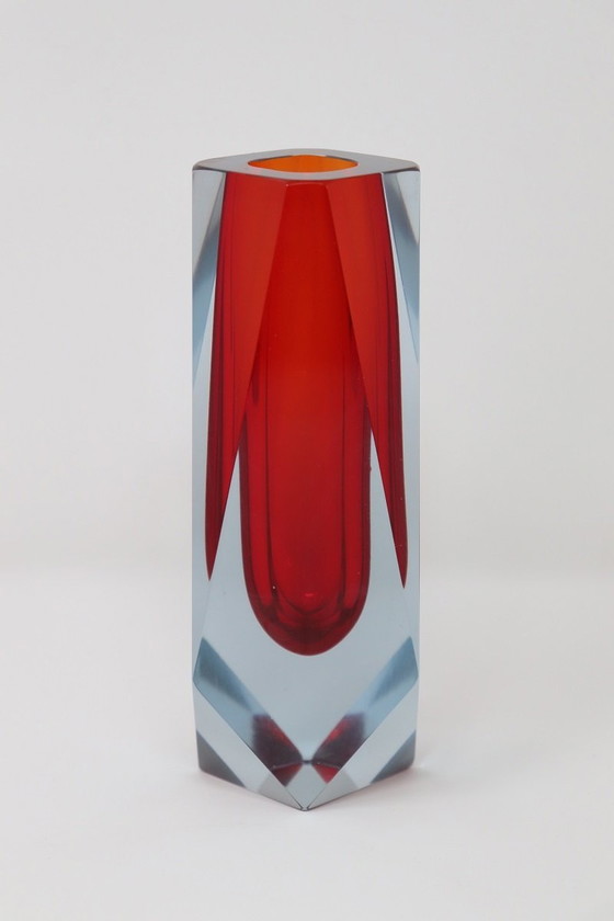 Image 1 of Rote Vase aus Muranoglas, 1960er Jahre