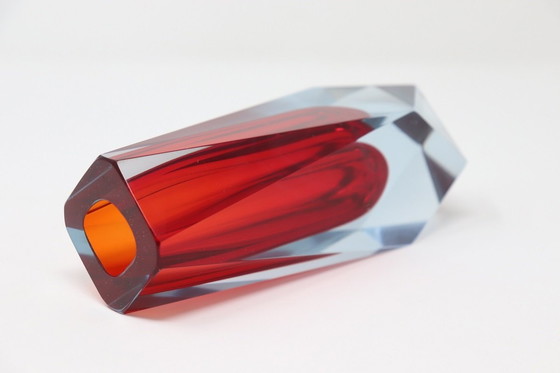 Image 1 of Rote Vase aus Muranoglas, 1960er Jahre