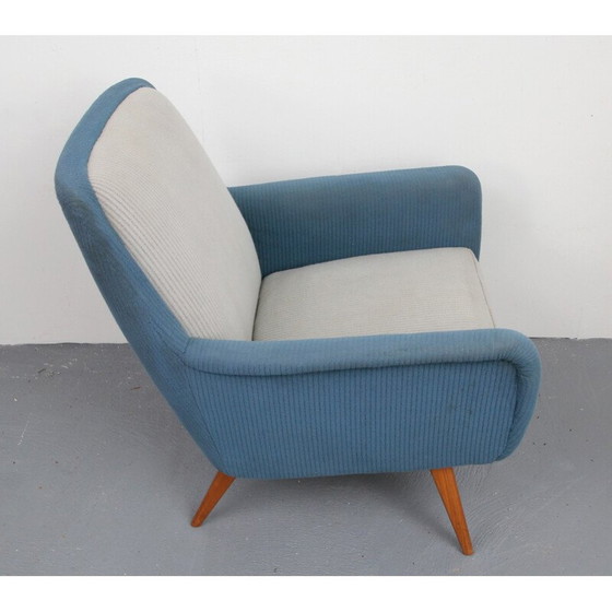 Image 1 of Mid-Century-Sessel aus Stoff und Kirschholz - 1950er Jahre