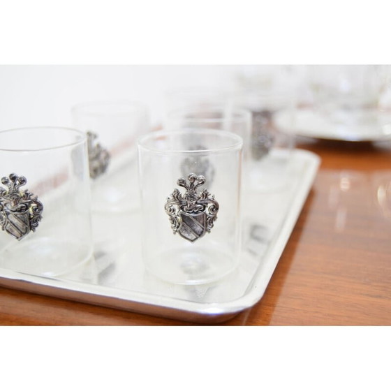 Image 1 of Satz Küchengläser aus Glas und Metall, Tschechoslowakei 1960