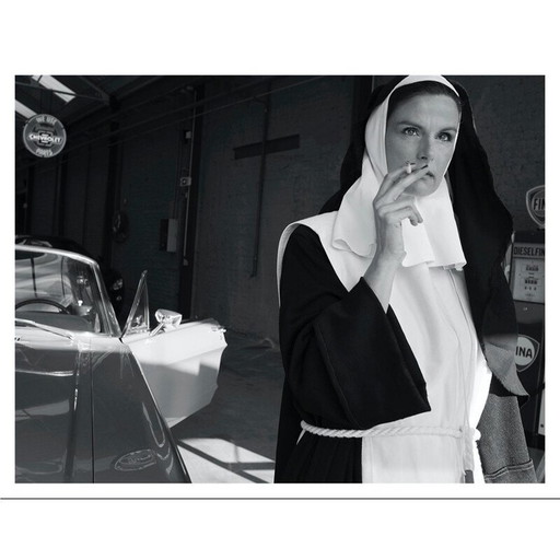 Nun vintage lithograph by Alain Daussin, 2019