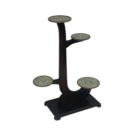 Image 1 of Ca. 1950er Jahre -MCM - Pflanzentisch / Beistelltisch - Deutschland - Buntes Formica und Teakholzbeine