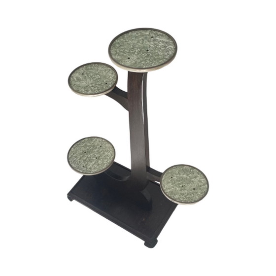 Image 1 of Ca. 1950er Jahre -MCM - Pflanzentisch / Beistelltisch - Deutschland - Buntes Formica und Teakholzbeine